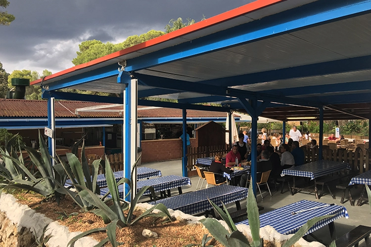 The nearby restuarant at Cala Macarella