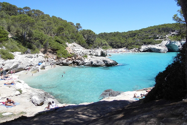 Cala Mitjaneta and Cala Mitjana in the distance