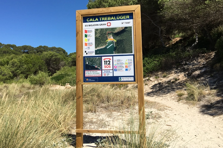 Beach sign showing key information