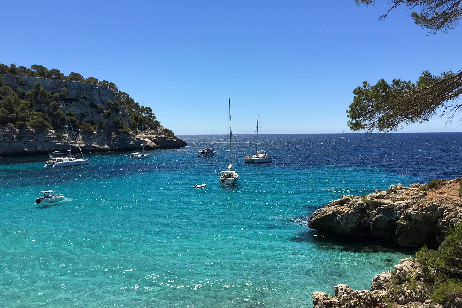 A stunning view out to sea with crystal clear waters.