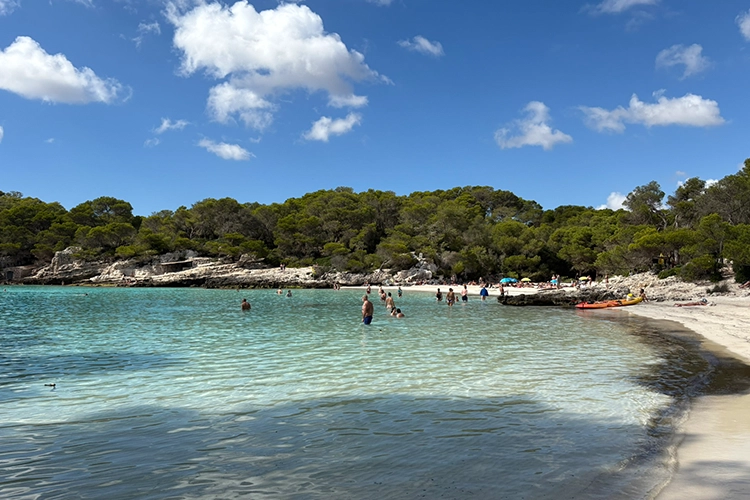 Gentle sloping and calm waters at Cala Turqueta