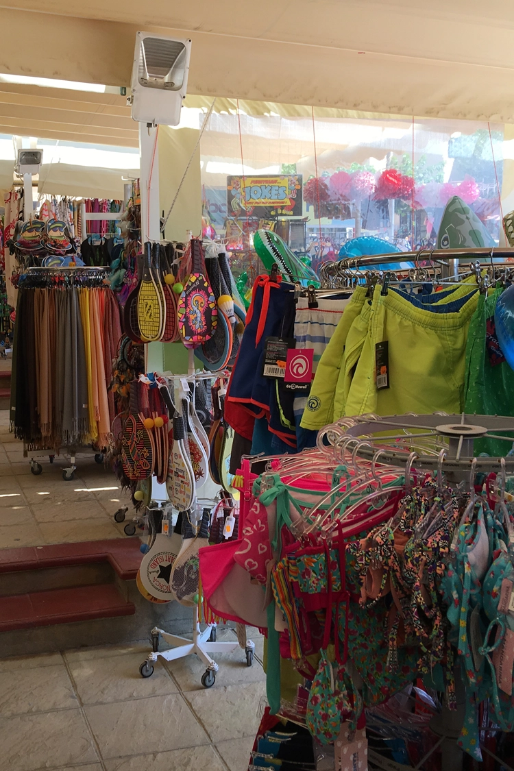 Shopping in Son Bou's commercial center.