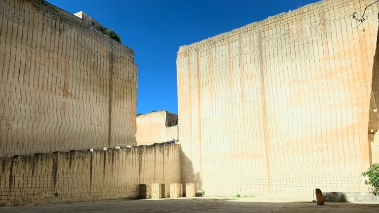 Towering marès walls at Pedreres de s'Hostal.